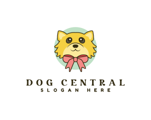 Cute Puppy Ribbon logo design