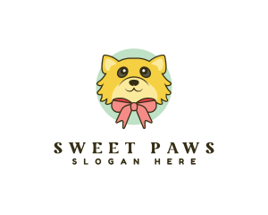 Cute Puppy Ribbon logo design