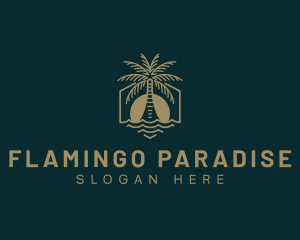 Palm Tree Beach Swimming logo design