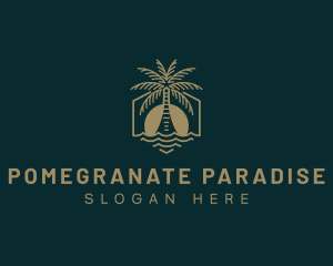 Palm Tree Beach Swimming logo design