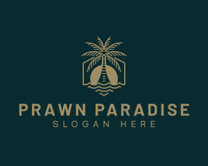 Palm Tree Beach Swimming logo design