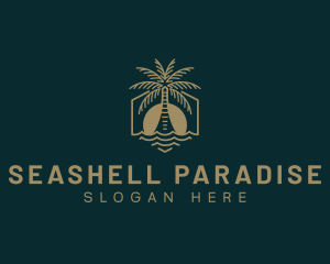 Palm Tree Beach Swimming logo design