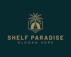 Palm Tree Beach Swimming logo design