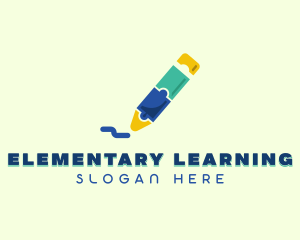 Learning Crayon Puzzle logo design