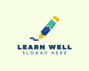 Learning Crayon Puzzle logo design