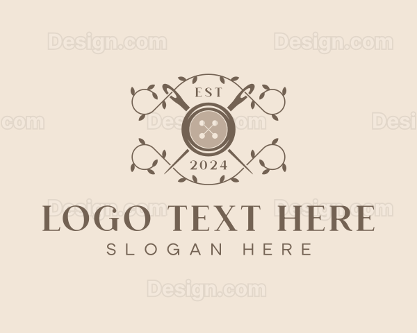 Button Needle Sewing Logo