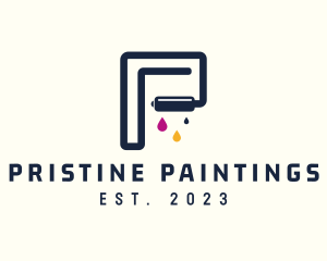 Paint Roller Letter P logo design