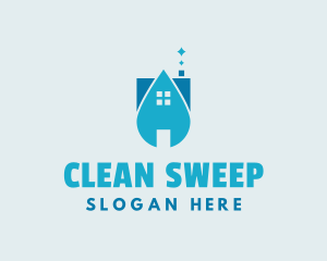 House Cleaning Droplet logo design