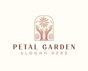 Hands Gardening Flower logo design