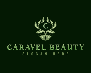 Leaf Ornamental Crown logo design