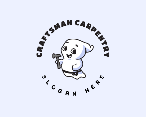 Cute Carpenter Ghost logo design