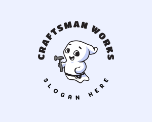 Cute Carpenter Ghost logo design