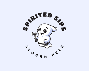 Cute Carpenter Ghost logo design