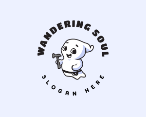 Cute Carpenter Ghost logo design