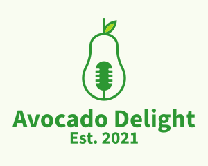 Green Mic Avocado  logo design