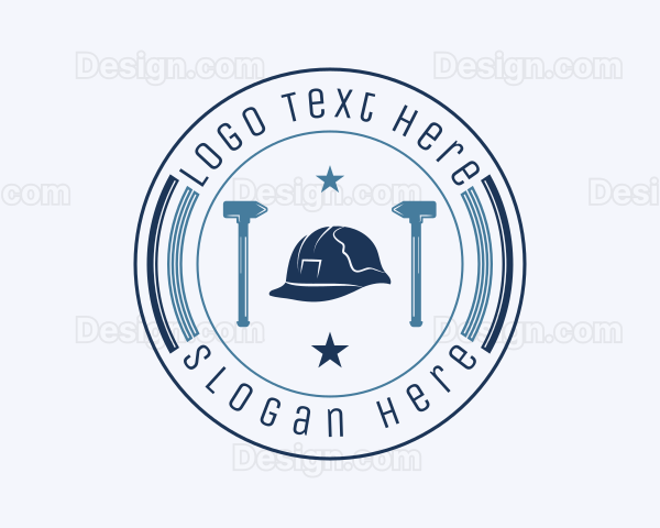 Hipster Construction Tools Badge Logo