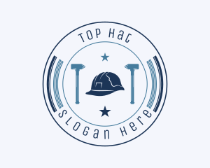 Hipster Construction Tools Badge logo design