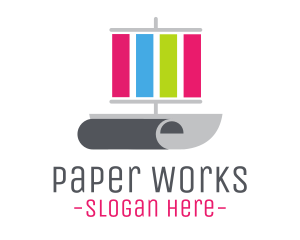 Print Sail Paper Ship logo design