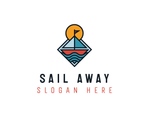 Boat Wave Travel Vacation logo design