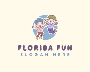 Children Playful Jumping logo design