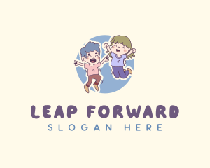 Children Playful Jumping logo design