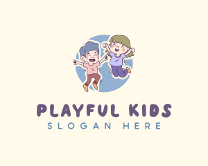 Children Playful Jumping logo design