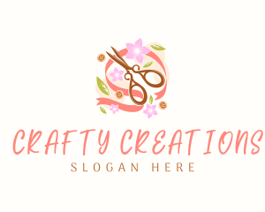 Crafty Floral Scissors logo design