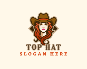 Western Cowgirl Hat logo design