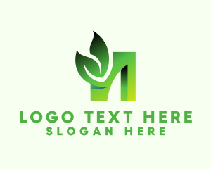 Green Organic Leaf Letter N logo