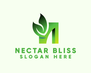 Green Organic Leaf Letter N logo design