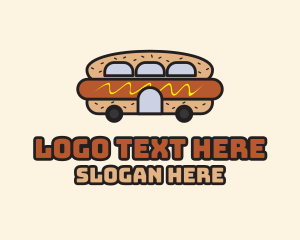 Flatbread - Hot Dog Sandwich Bus logo design