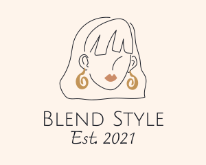  Woman Fashion Style Earrings logo design