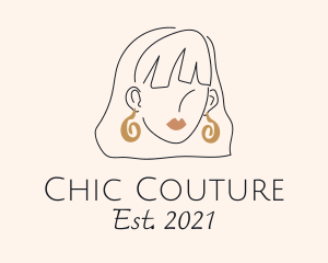  Woman Fashion Style Earrings logo design