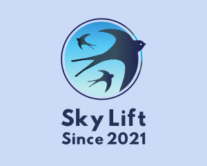 Blue Flying Birds  logo design