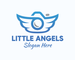 Gradient Blue Wings Camera logo design