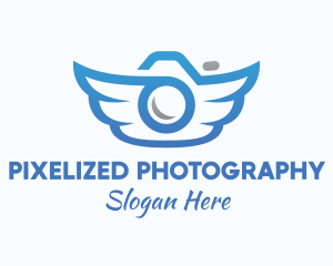 Gradient Blue Wings Camera logo design