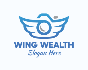 Gradient Blue Wings Camera logo design