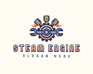 Wrench Engine Piston logo design