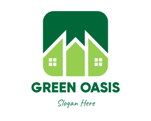 Green Pointed House logo design