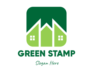 Green Pointed House logo design