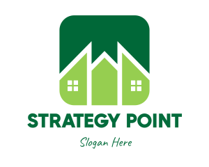 Green Pointed House logo design