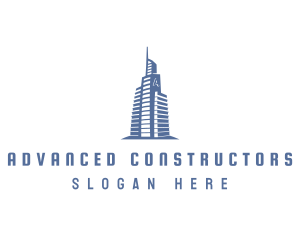 Blue A Building logo design