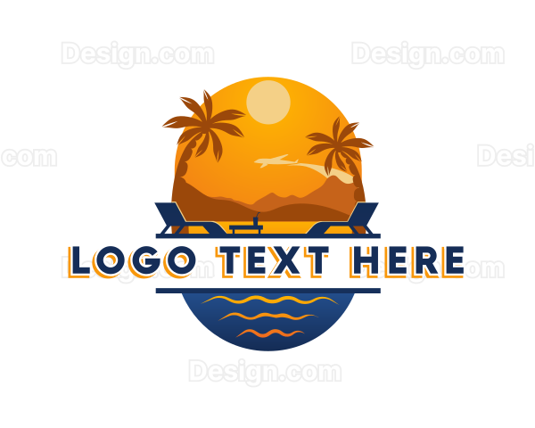 Airplane Beach Travel Logo