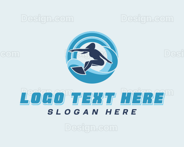 Ocean Wave Surfing Logo