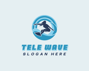 Ocean Wave Surfing logo design