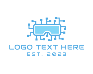 Technology Circuit VR Goggles logo design