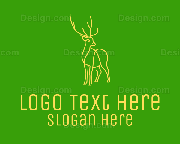 Green Yellow Reindeer Stag Logo