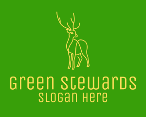 Green Yellow Reindeer Stag logo design