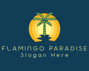 Sunset Palm Tree logo design