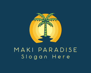 Sunset Palm Tree logo design